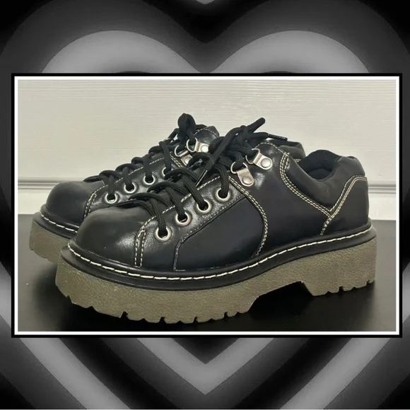 Vintage 90s Chunky Platform Grunge Oxfords - Picture 2 of 4